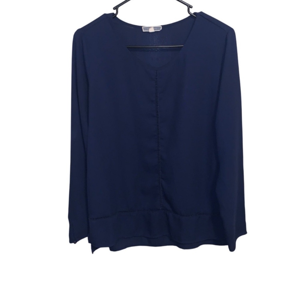 ✨Pleione Navy Blue Gently Used Long Sleeve Blouse Size Medium